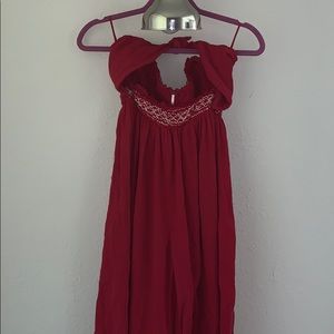RED WIDE LEG JUMPSUIT FREE PEOPLE